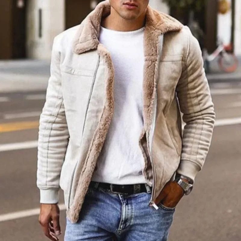 Men's Winter Jacket imitation fur winter coat thickened with warm casual  zipper Pilot jacket autumn  winter jacket men