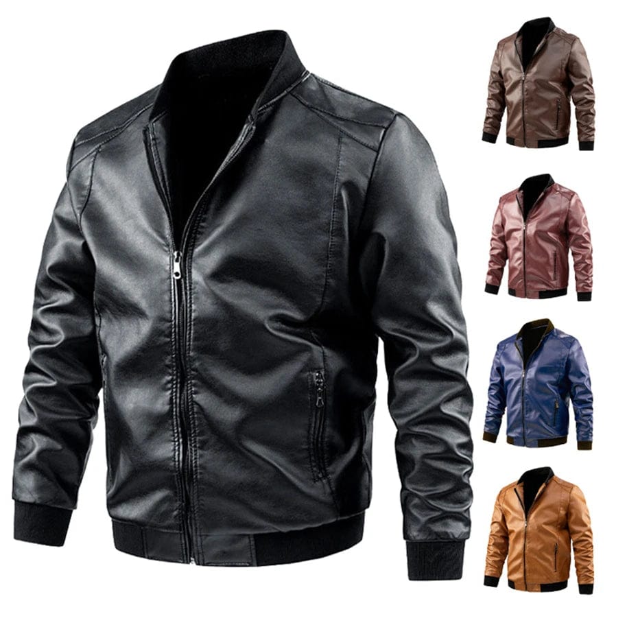 Plus Size 6XL 7XL PU Jacket Men Leather Coat Casual Motorcycle Biker Coat Solid Color Leather Jackets Male Big Size 6XL 7XL