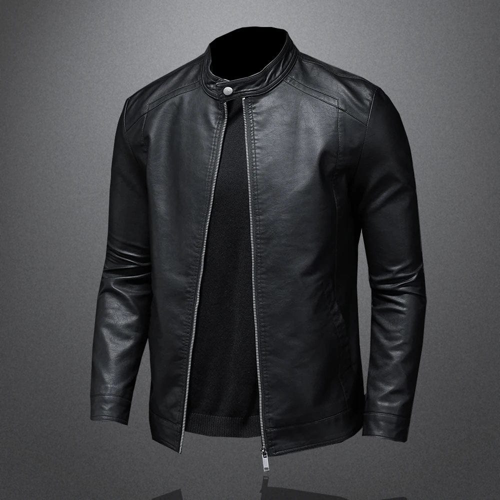 Spring Autumn Leather Jacket Men Stand Collar Slim Pu Leather Jacket Fashion Motorcycle Causal Coat Male Moto Biker Outerwear