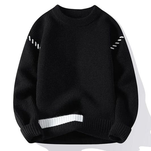 New Fashion Youthful Vitality Mens Turtleneck Sweater Autumn Winter Loose Casual Knitted Pullovers Men Warm Patchwork Knitwear