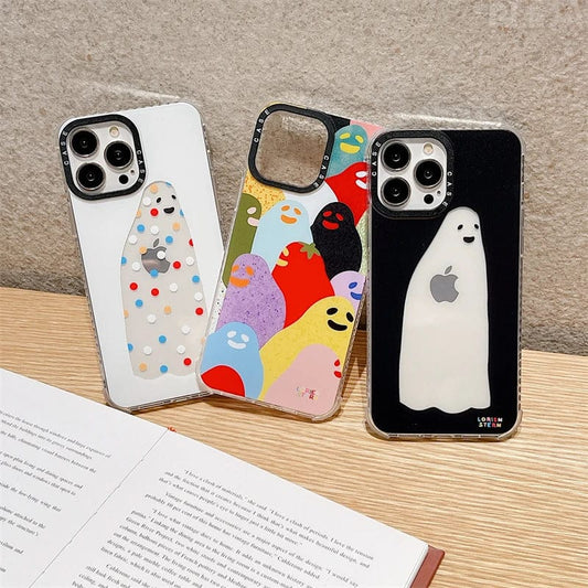 Fashion Cute Cartoon Ghost Phone Case for iPhone 13 Pro 12 11 Pro Max X XR XS Max Cover Corner Bumper Protective Soft Cases