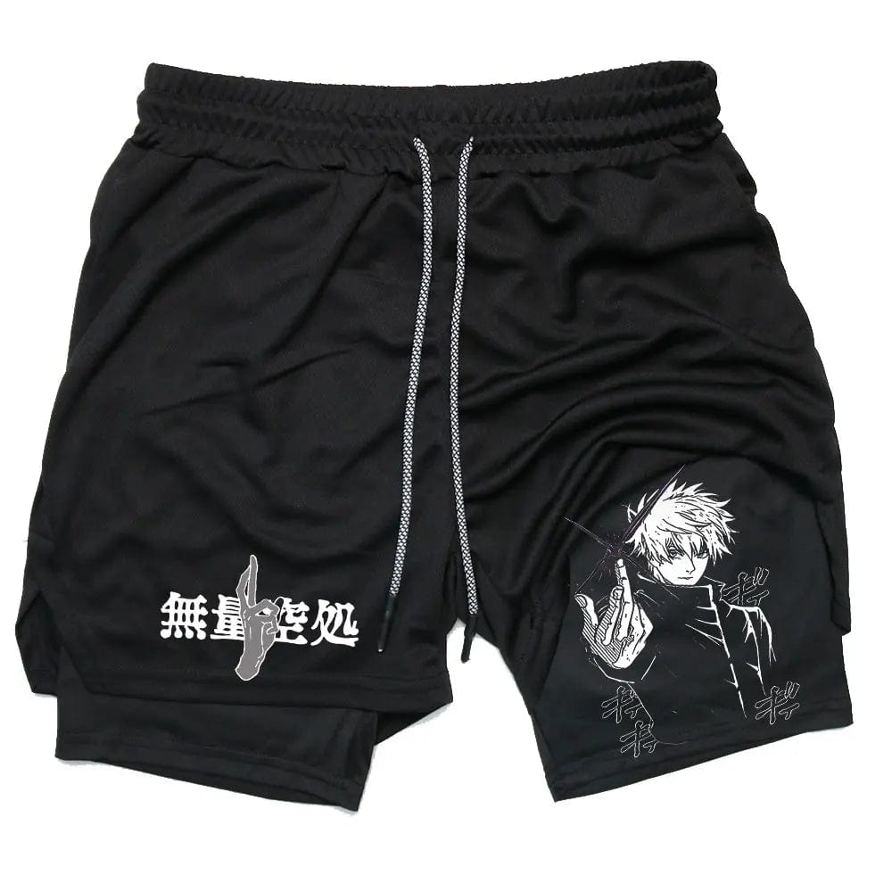 Anime Compression Shorts Summer Sportswear Men GYM 2 In 1 Training Workout Male Fitness Sport Shorts