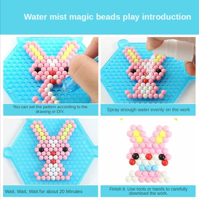 1000 Pcs/box DIY Water Spray Magic Beads Handmade Toy Set Children's Color Crystal Beads Puzzle Craft Kit Gift Variety Bean Toys