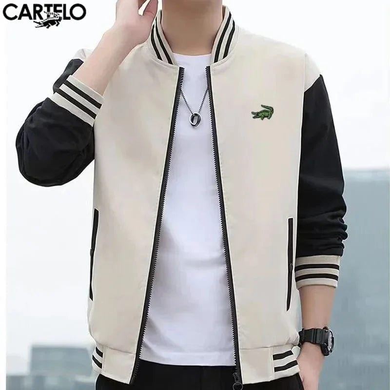 CARTELO Embroidery Spring and Autumn new men's zipper light jacket pilot jacket fashion casual trench coat baseball uniform