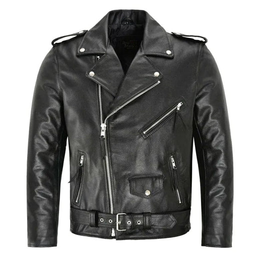 Men PU Leather Jacket Motorcycle Fashion Slim Fit Leather Coat