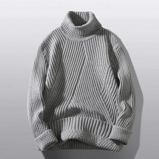 Striped Turtleneck Mens Sweaters Wool Pullover Sweater Male Oversized Turtle Neck Men Sweter Pull Jumper Korean Style White