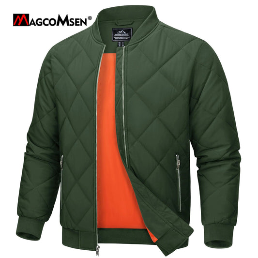 MAGCOMSEN Men's Casual Aviator Jackets Autumn Thicken Insulated Full Zipper Coats Windproof Jacket for Going Out