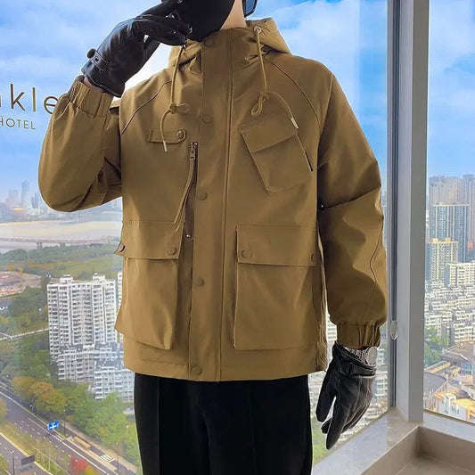 Spring and Autumn Rush Suit Men's Coat Multi-pocket Work Suit Pilot Jacket 2023 New Hooded Motorcycle Suit Parkas Men Clothing