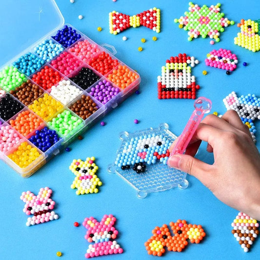 1000 Pcs/box DIY Water Spray Magic Beads Handmade Toy Set Children's Color Crystal Beads Puzzle Craft Kit Gift Variety Bean Toys