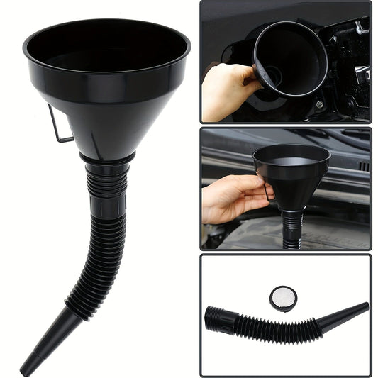 Flexible Automotive Fuel Funnel: Spill-Proof Refueling & Oil Changing Tool with Wide Mouth & Handle