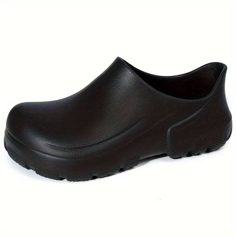 Men's Trendy Solid Slip On EVA Chef Shoes, Comfy Non Slip Waterproof Durable Work Shoes