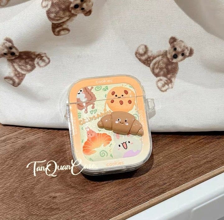 Cartoon three-dimensional bread doll is suitable for Apple 14promax mobile phone shell iphone13 new transparent 14pro female 12 all-inclusive 11 creative airpods headphone set anti-fall soft shell protective cover