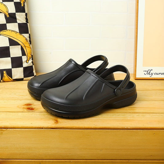 Men's Solid EVA Clogs, Comfy Non Slip Waterproof Chef Shoes For Men's Outdoor Activities