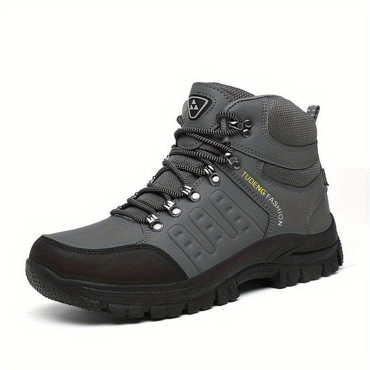 Men's Casual High Top Mountaineering Boots, Wear-resistant Anti-skid Arch Support Lace-up Shoes For Outdoor