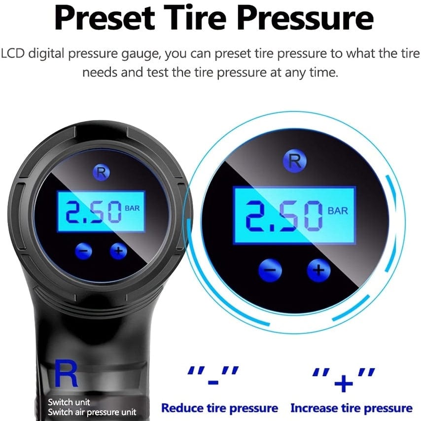 Wireless Car Air Pump Compressor Automatic 120W Mini Rechargeable Portable Cordless Tire Inflator Equipment Digital Display Pump For Machine