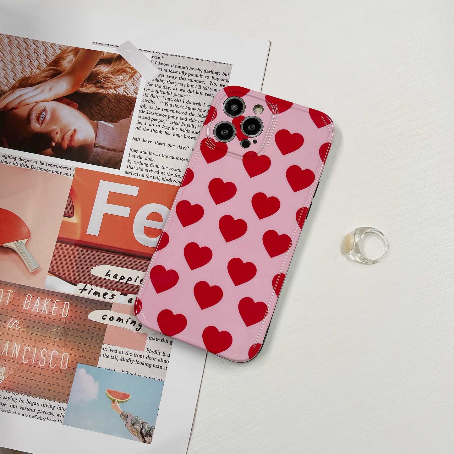 Pink Heart Decor Phone Cover